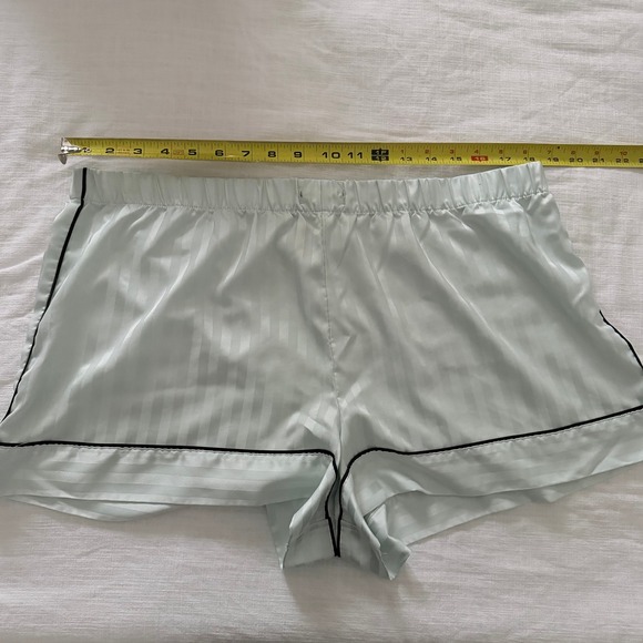 Victoria's Secret Striped Satin Pajama Set Shorts Top Light Mint Green Size XL - Picture 7 of 15